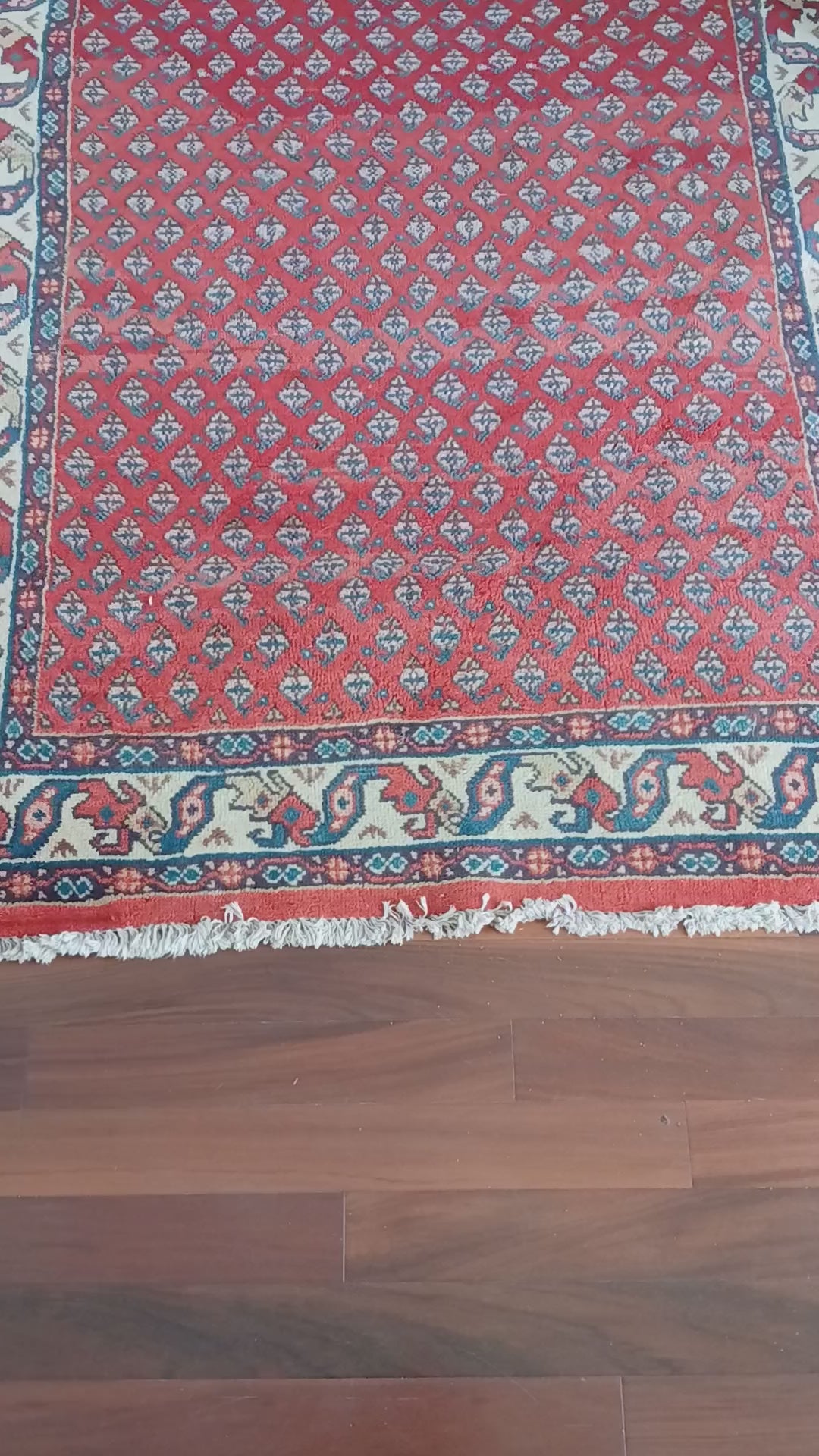 Vintage Hand-Woven Sarouk Mir Runner