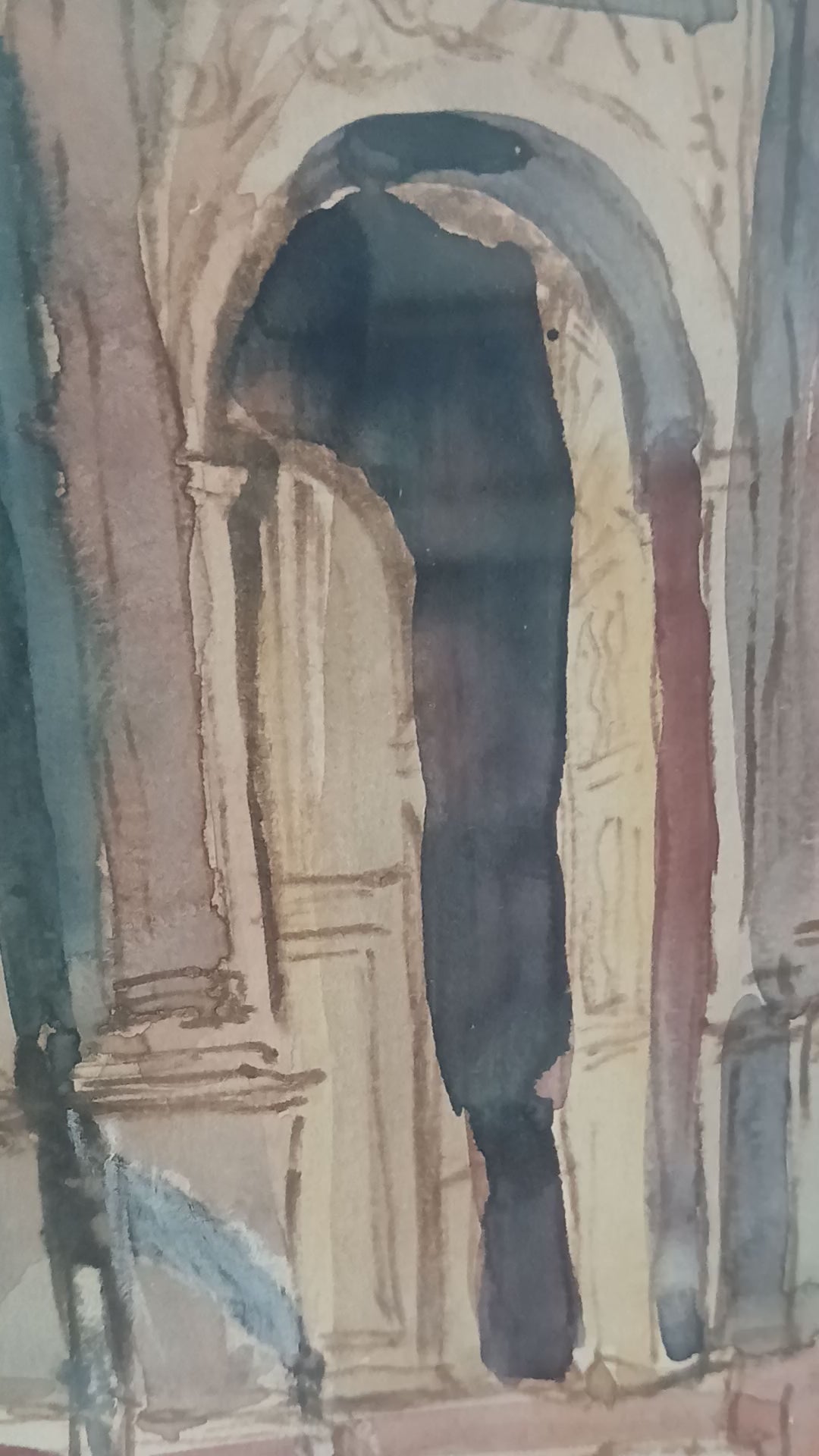 Alfred J. Tulk Watercolor - Mexican Cemetery 1930s Listed Artist