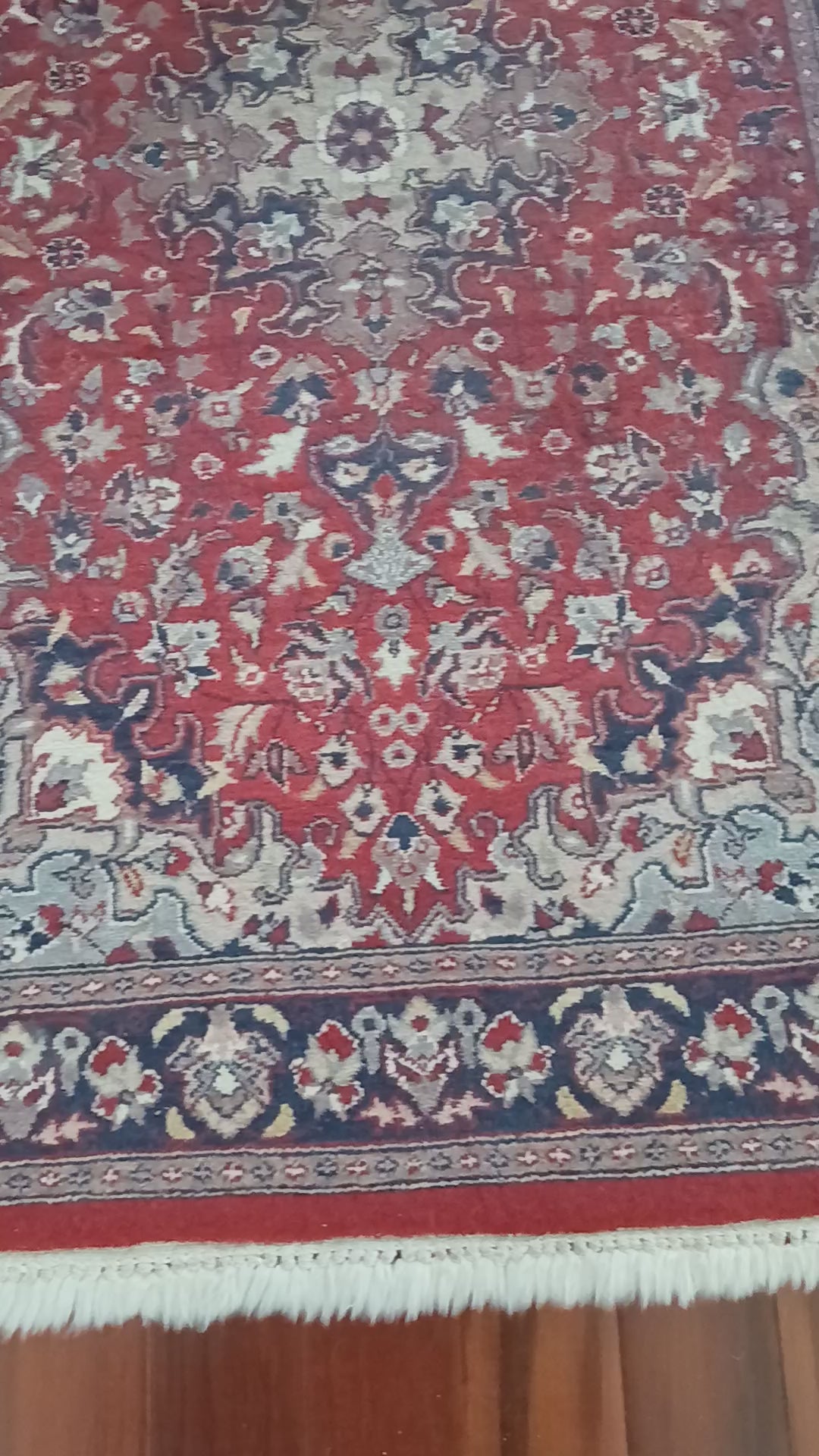 Matching Pair of Vintage Hand-Knotted Sarouk Rugs 31" x 51" each