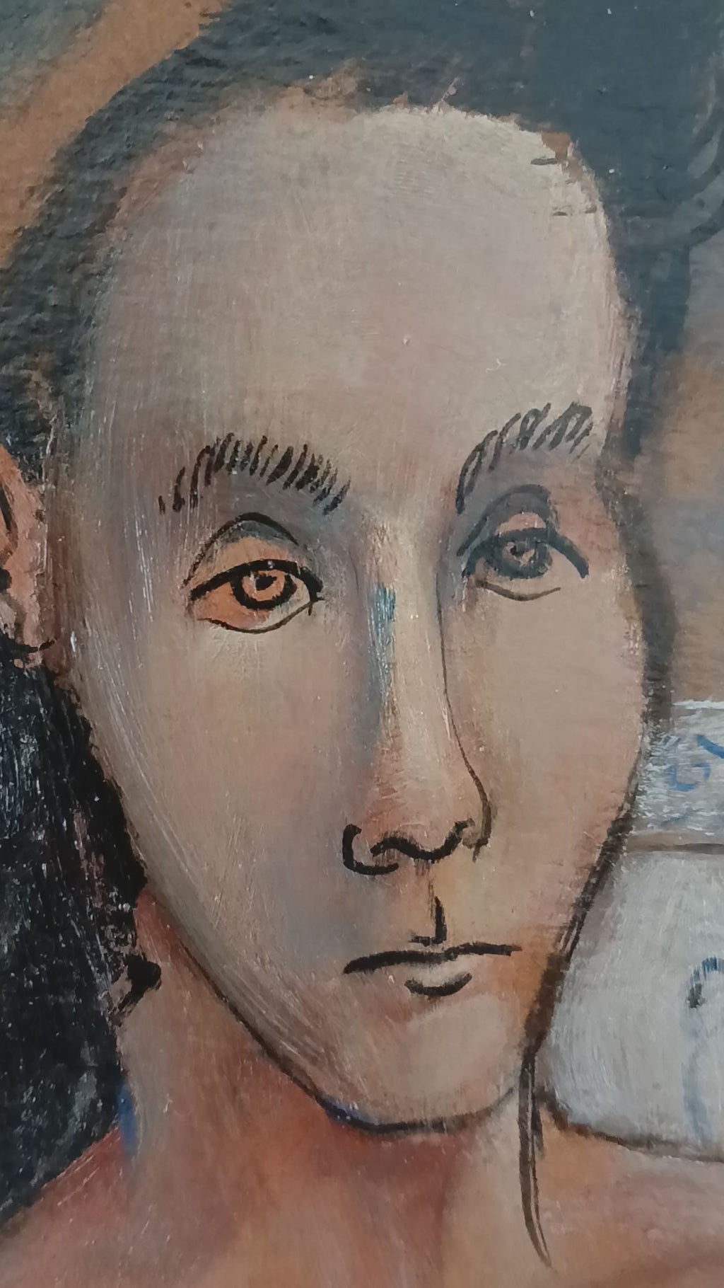 Rare and Important Early Carlos Bastos Oil on Board "Harlequin" New York 1948