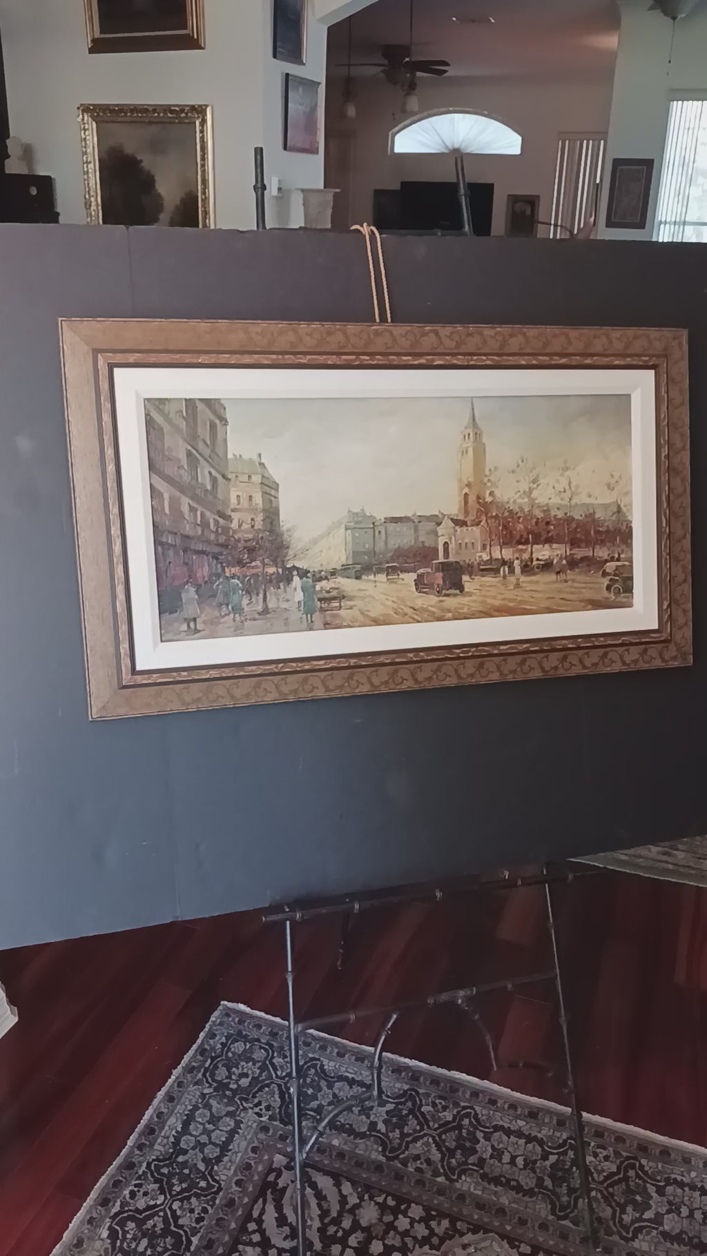 Paris Street oil on canvas by Evan Eugene 1960s Listed Artist