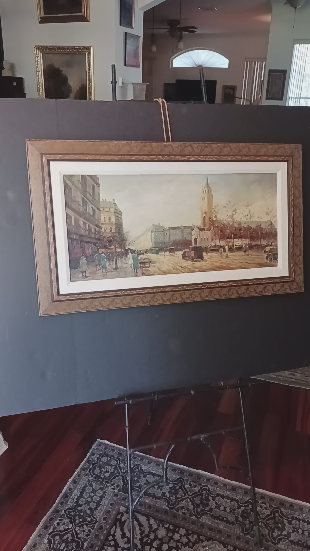 Paris Street oil on canvas by Evan Eugene 1960s Listed Artist