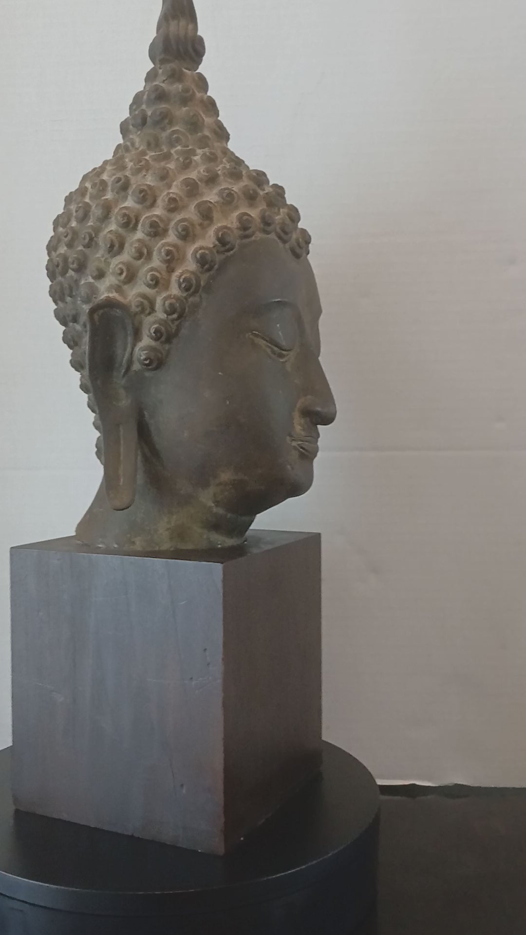 Exceptional Large Antique Sukhothai Style Bronze Head of Buddha