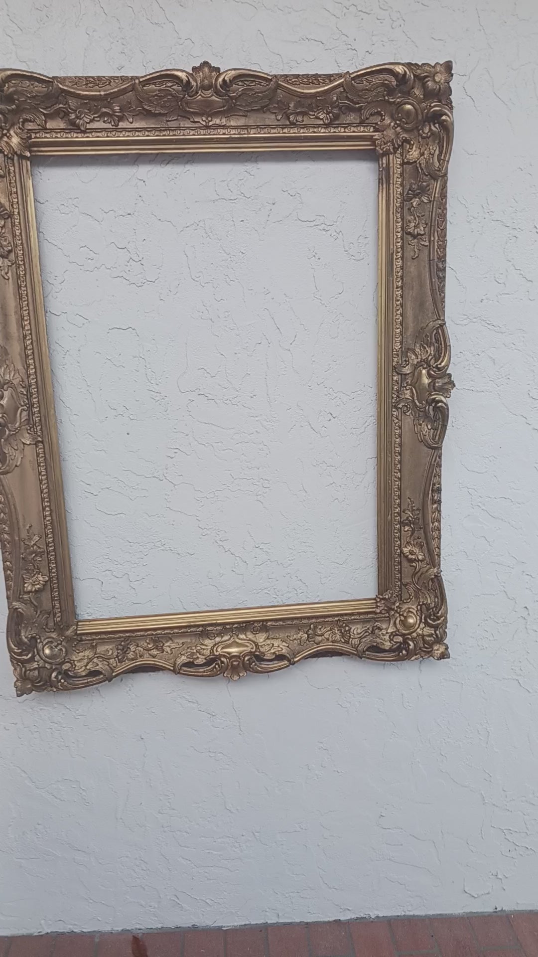 Large Antique Picture Frame with Openwork Ornament for 27 1/4" x 37 3/4" Artwork