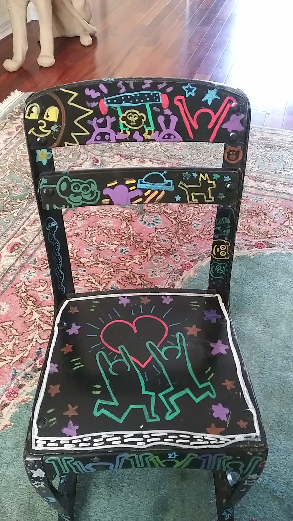 Keith Haring Child's Chair Hand Painted by Four Women Artists