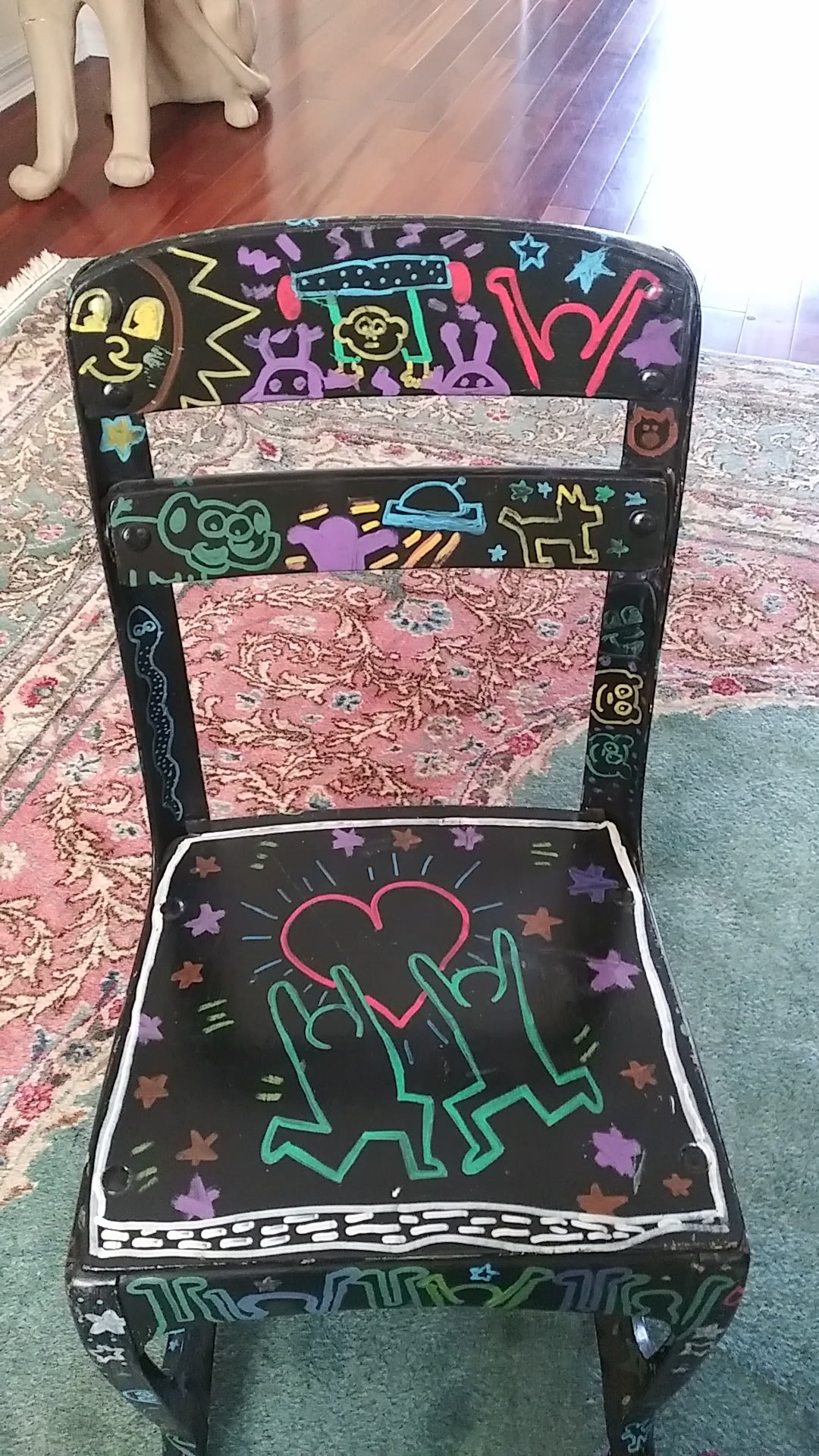 Keith Haring Child's Chair Hand Painted by Four Women Artists