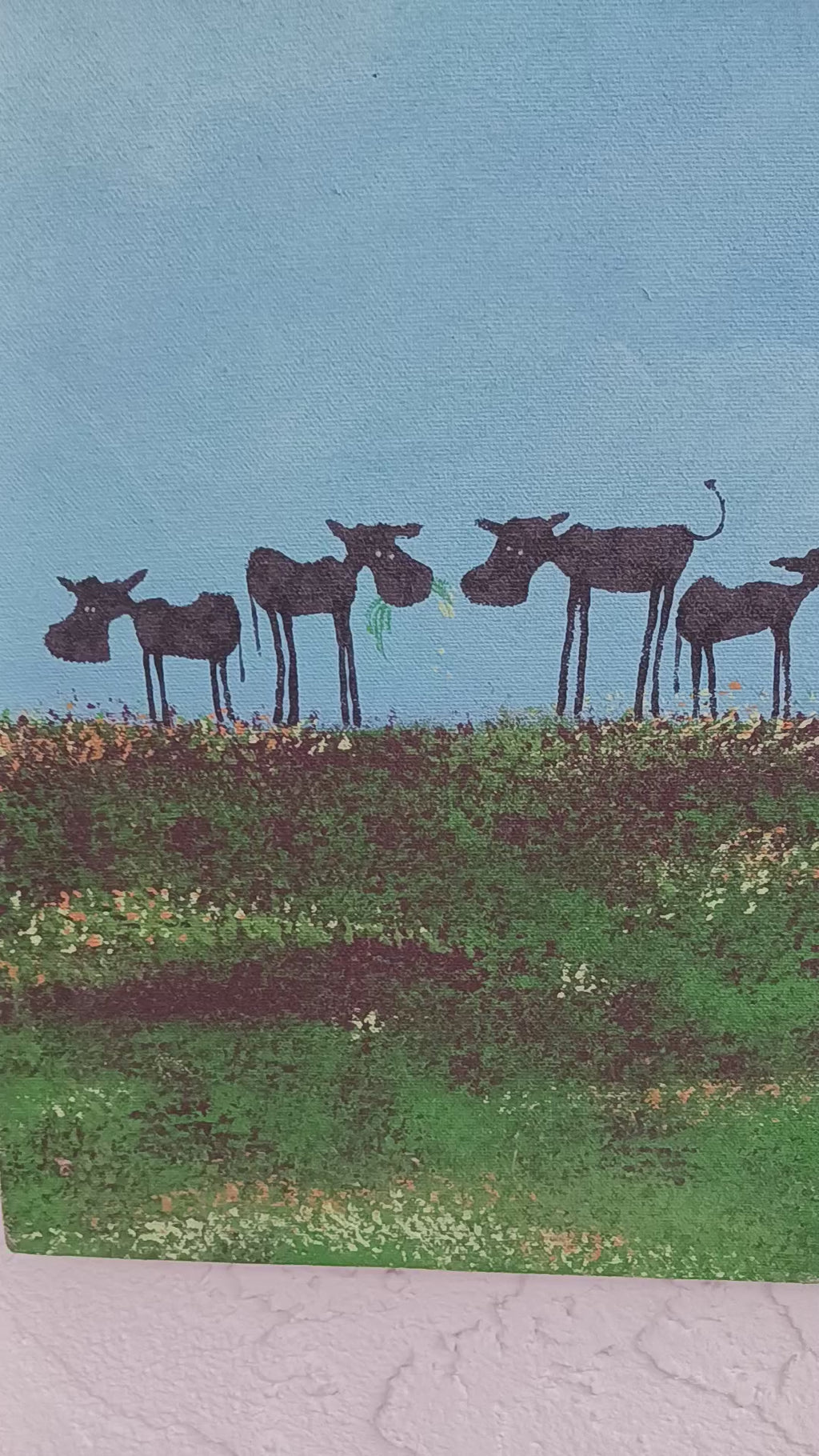 Twenty-Two Cows in a Field original acrylic painting on canvas by John Donato