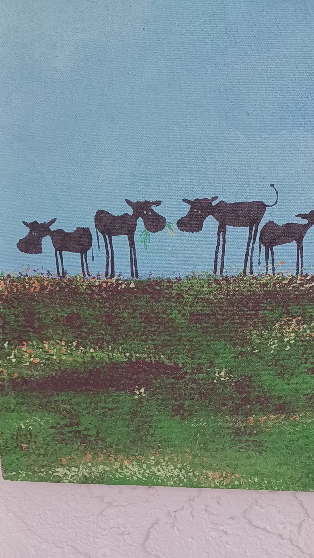 Twenty-Two Cows in a Field original acrylic painting on canvas by John Donato