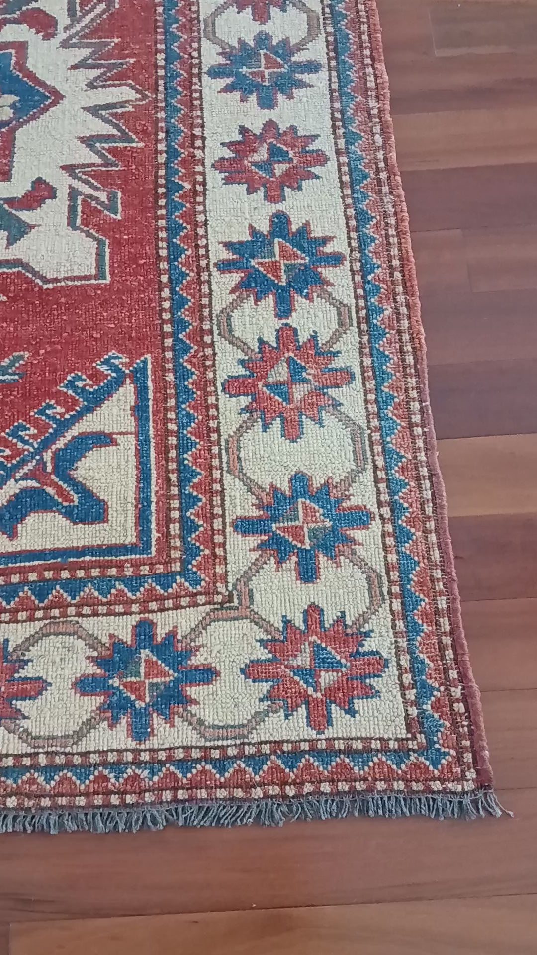 Gorgeous Vintage Eagle Kazak Rug Handmade from the Caucusus Region
