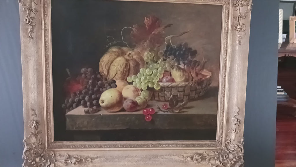Mid-19th C. Still Life - Basket with Fruit - by British Artist James Poulton