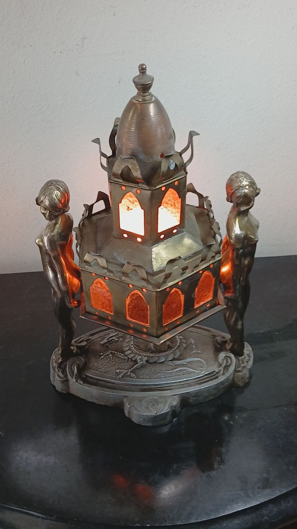 Magnificent Brass or Bronze Art Deco Figural Table Lamp