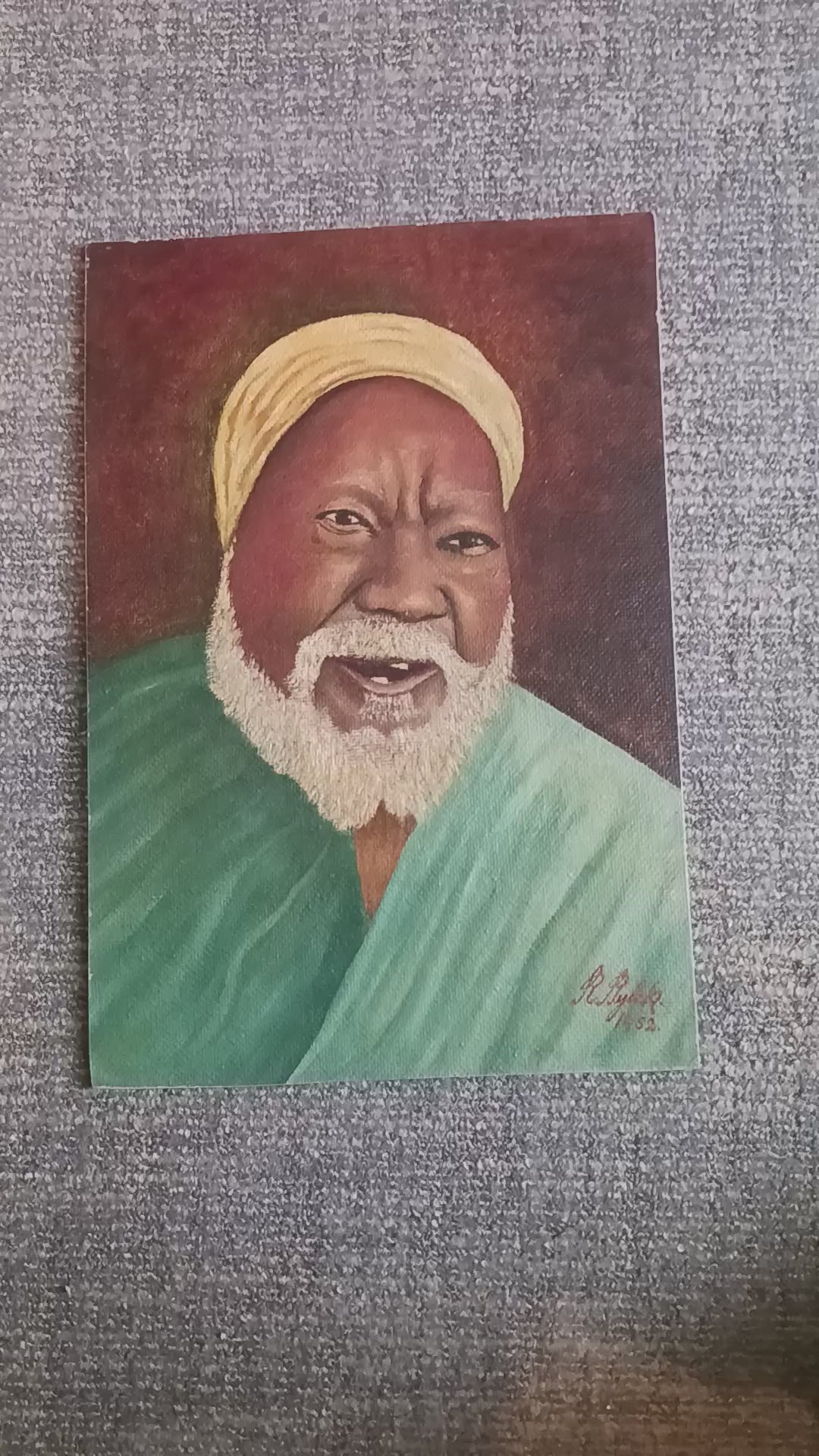 103-Year-Old Smile 1952 Oil by Rudolph Bylek, Silent Film Star turned Artist